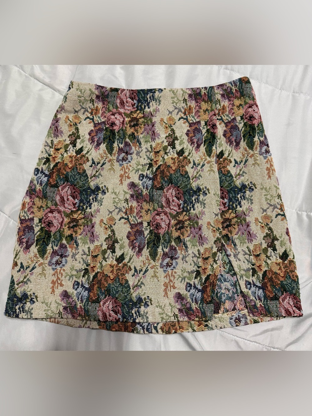 wild fable Cream Floral Tapestry Mini Skirt with Pink & Green Blooms